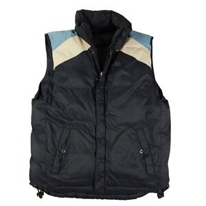 Gap Reversible Down Puffer Vest Men's Small Hooded Navy Blue Retro Outdoor